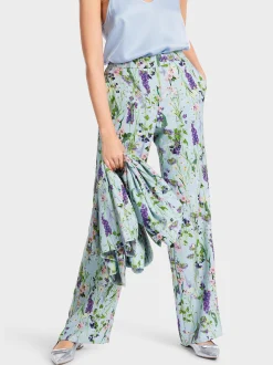 Marc Cain Hosenanzüge-HOSE WASHINGTON IM BLUMEN-DESSIN soft summer sky