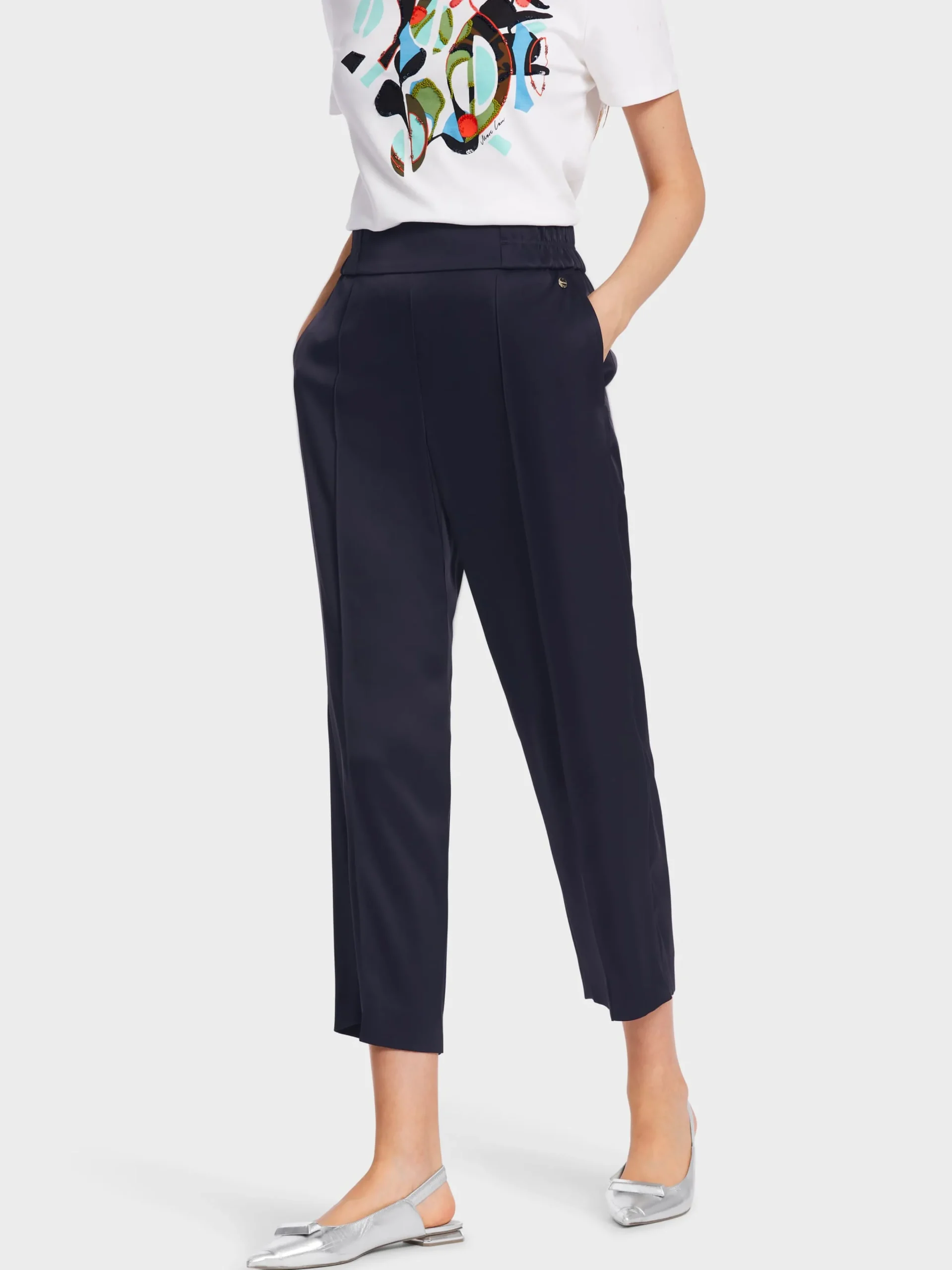 Marc Cain Hosen-HOSE WASHINGTON MIT MARKANTEM BUND midnight blue