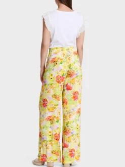 Marc Cain Hosen|Hosenanzüge-HOSE WEDI IM BLUMEN-DESSIN pale lemon