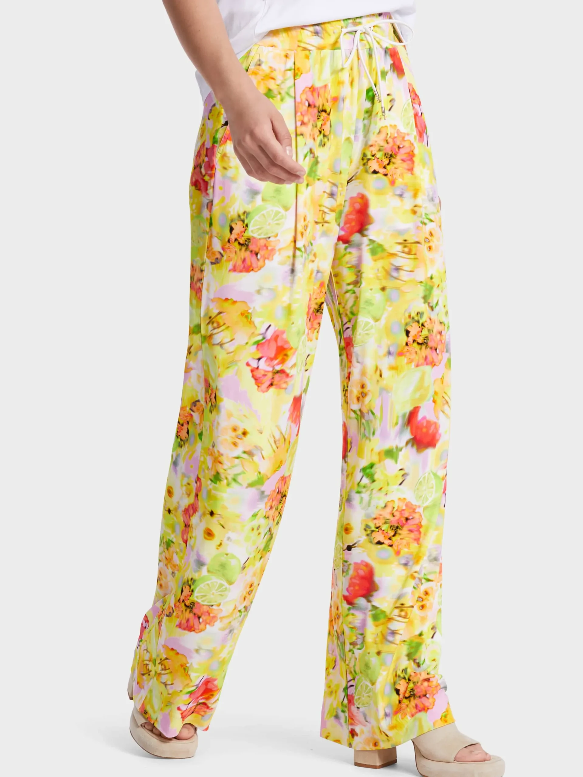 Marc Cain Hosen|Hosenanzüge-HOSE WEDI IM BLUMEN-DESSIN pale lemon