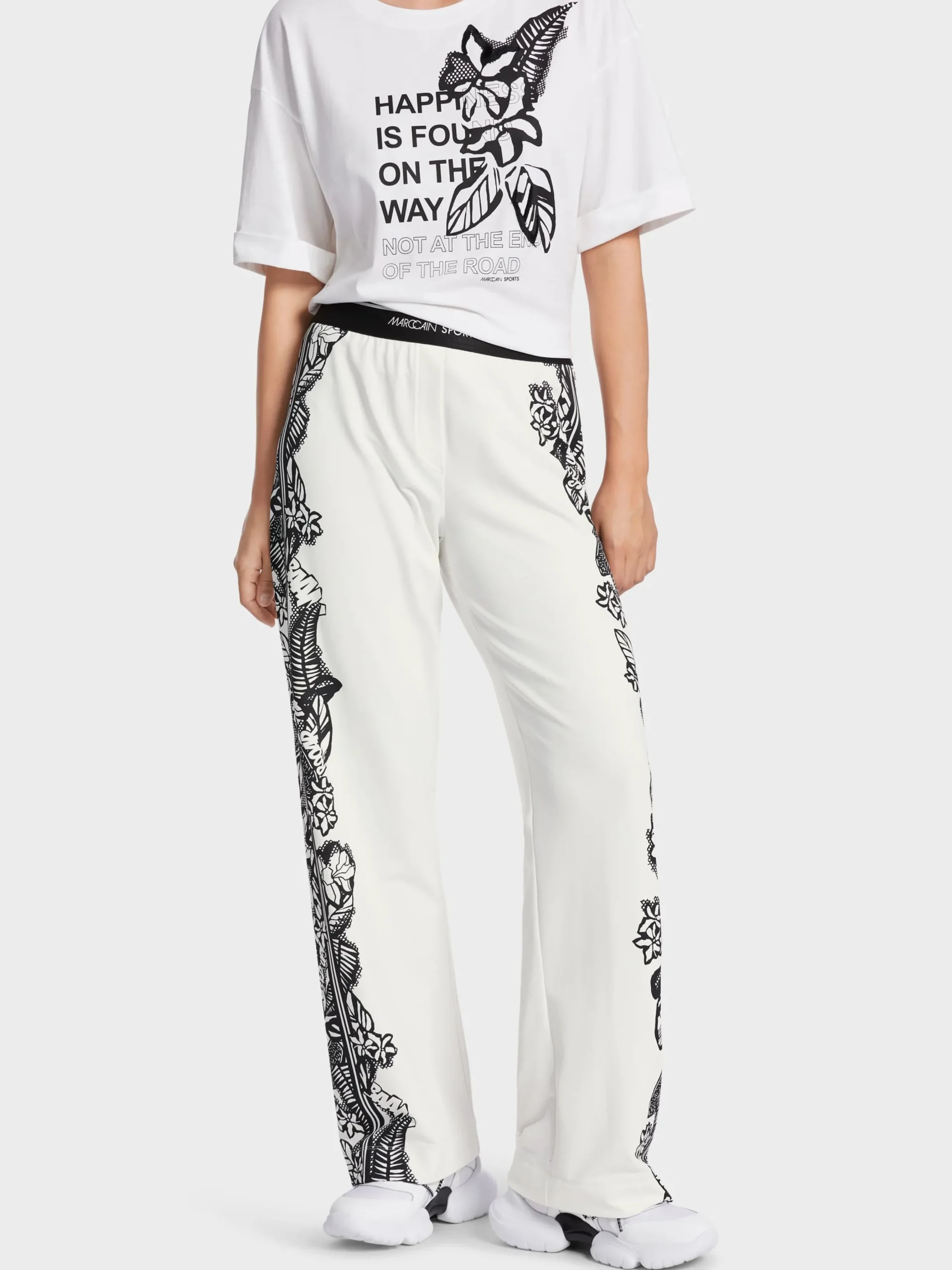Marc Cain Hosen-HOSE WELBY MIT FLORALEM PRINT white and black