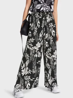 Marc Cain Hosen-HOSE WOLIN – MIT PLISSEE UND PRINT black and white