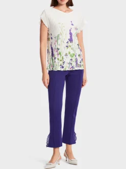 Marc Cain Pullover & Sweatshirts|Strick-IN DEUTSCHLAND GESTRICKTER KURZARMPULLI soft summer sky