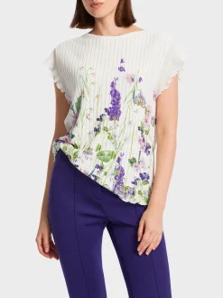 Marc Cain Pullover & Sweatshirts|Strick-IN DEUTSCHLAND GESTRICKTER KURZARMPULLI soft summer sky