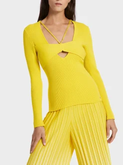 Marc Cain Pullover & Sweatshirts|Strick-IN DEUTSCHLAND GESTRICKTER PULLOVER bright sulphur
