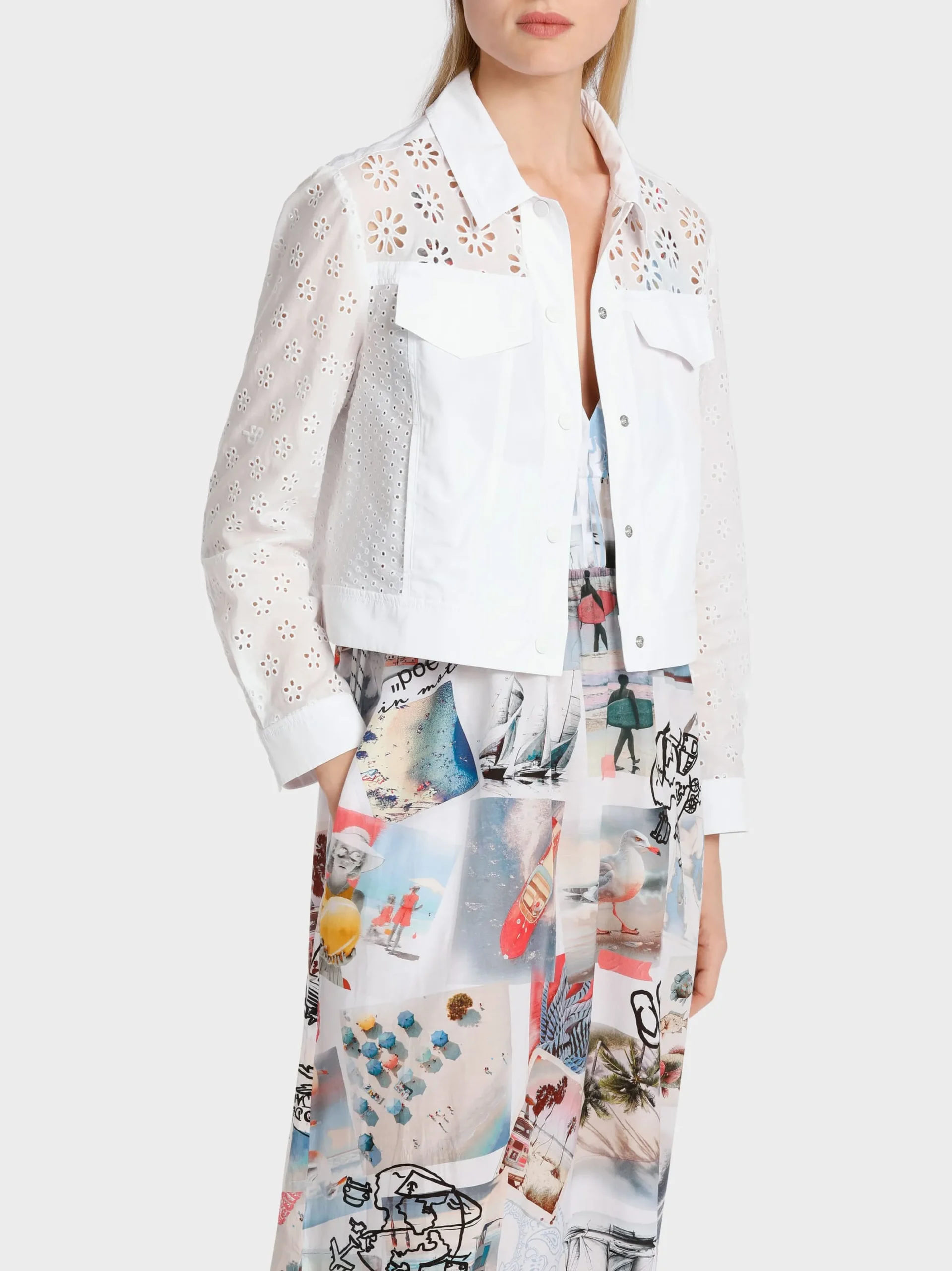 Marc Cain Jacken-JACKE MIT LOCHSTICKEREI white