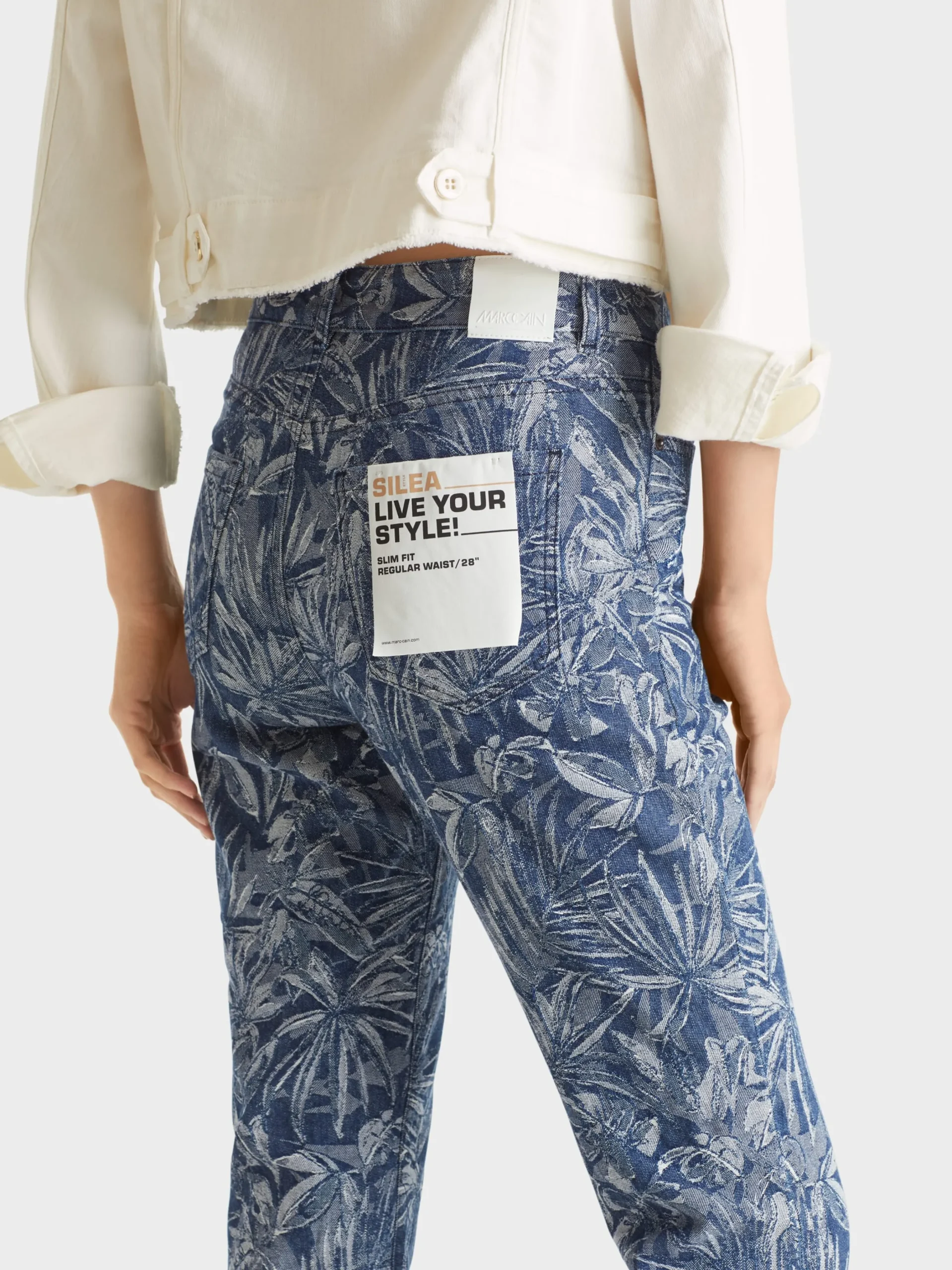 Marc Cain Jeans-JEANS SILEA MIT FLORALEM WEBDESSIN indigo blue