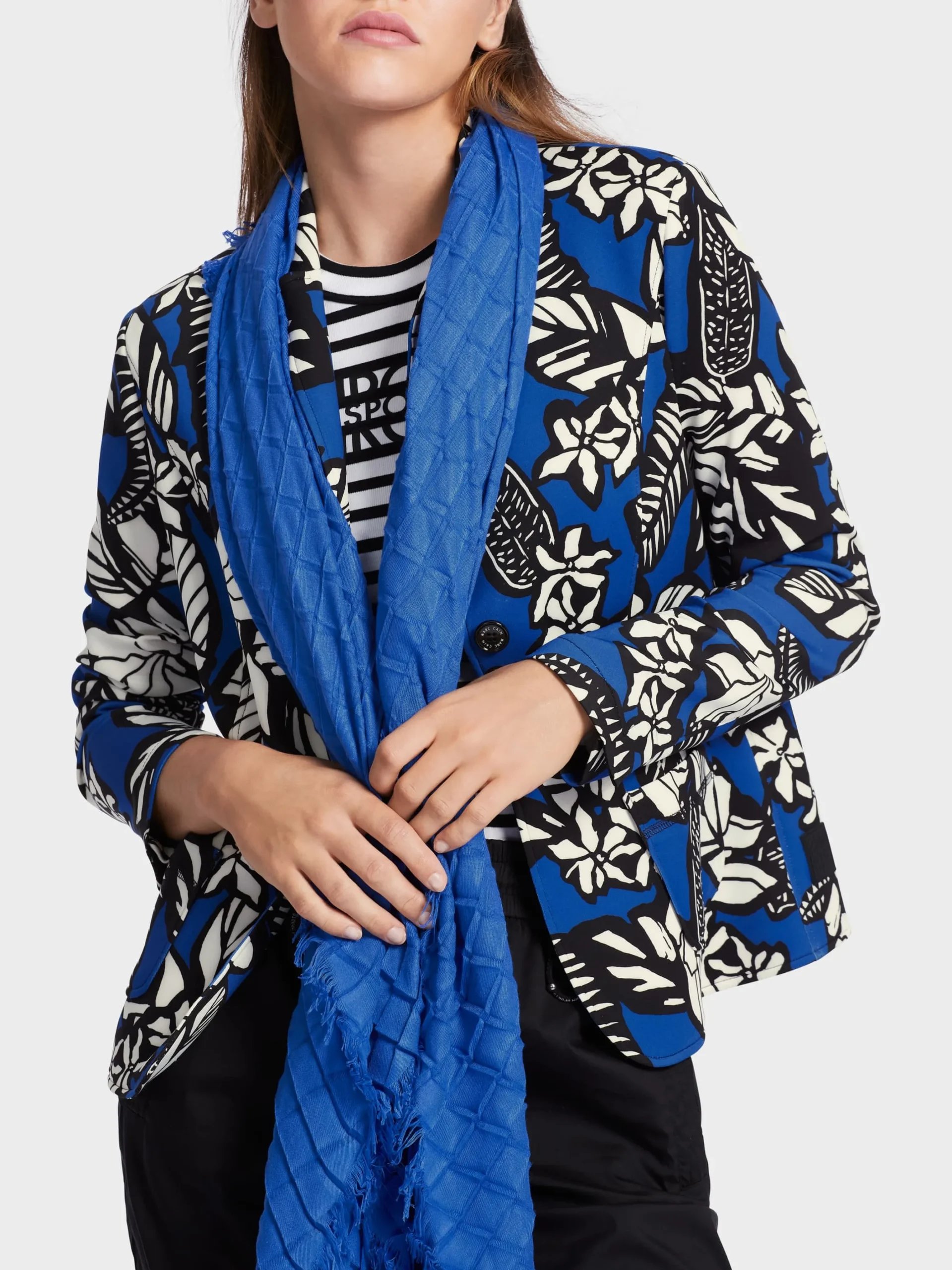 Marc Cain Blazer|Hosenanzüge-JERSEYBLAZER MIT ALLOVERPRINT bright royal blue