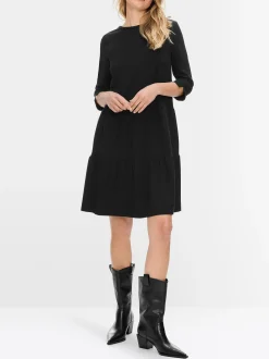 Marc Cain Kleider-JERSEYKLEID MIT STUFENVOLANTS black