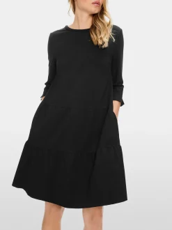 Marc Cain Kleider-JERSEYKLEID MIT STUFENVOLANTS black