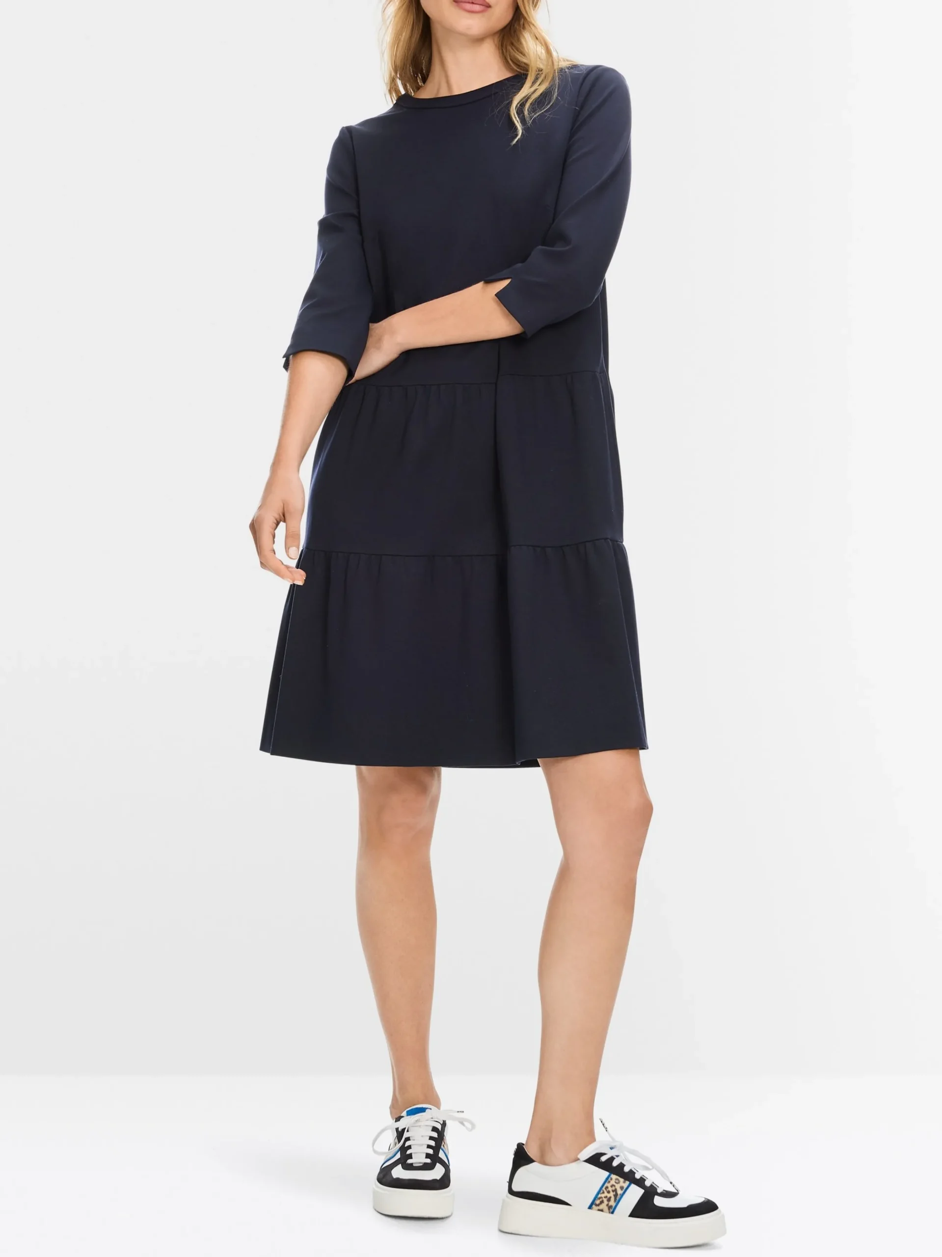 Marc Cain Kleider-JERSEYKLEID MIT STUFENVOLANTS midnight blue
