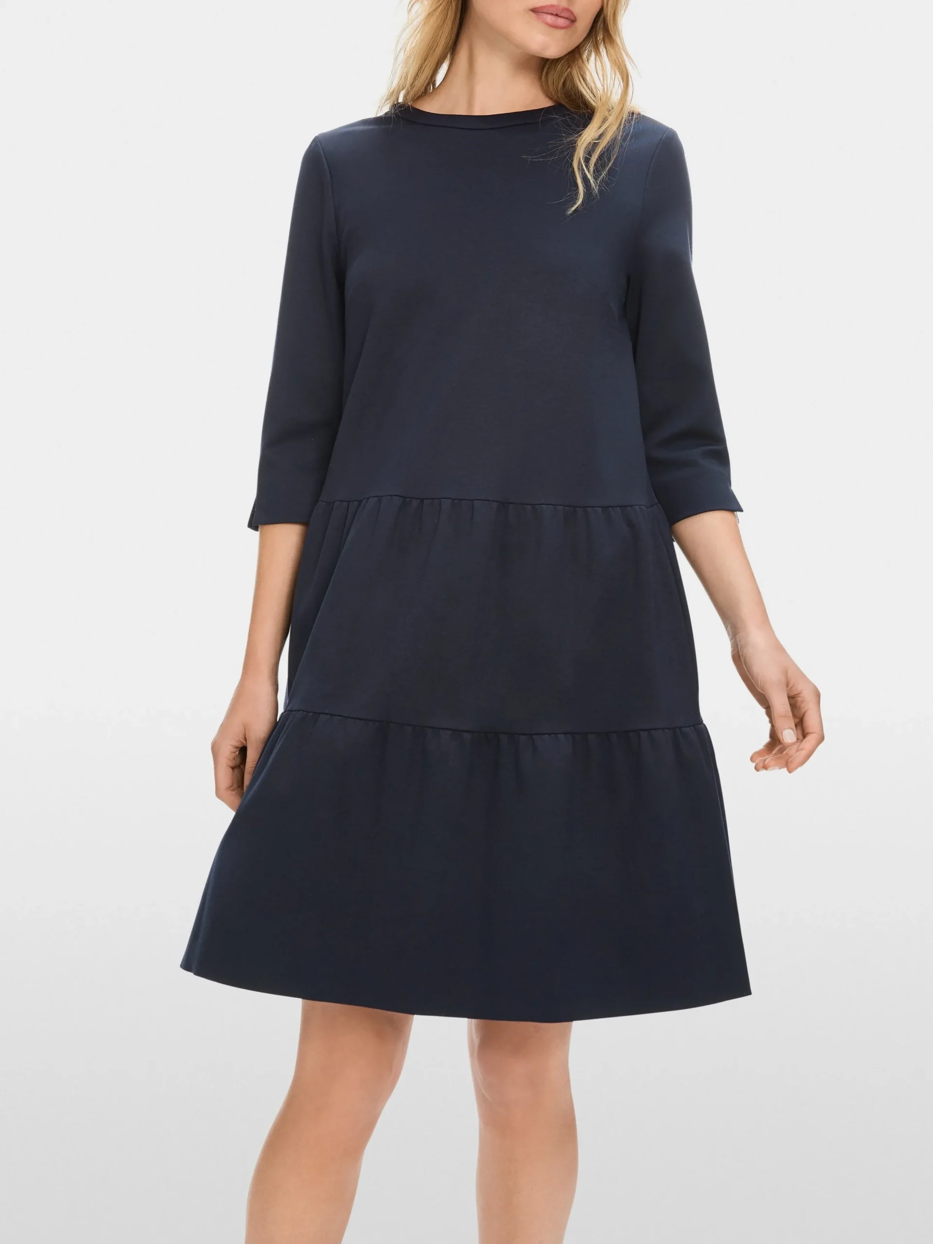 Marc Cain Kleider-JERSEYKLEID MIT STUFENVOLANTS midnight blue