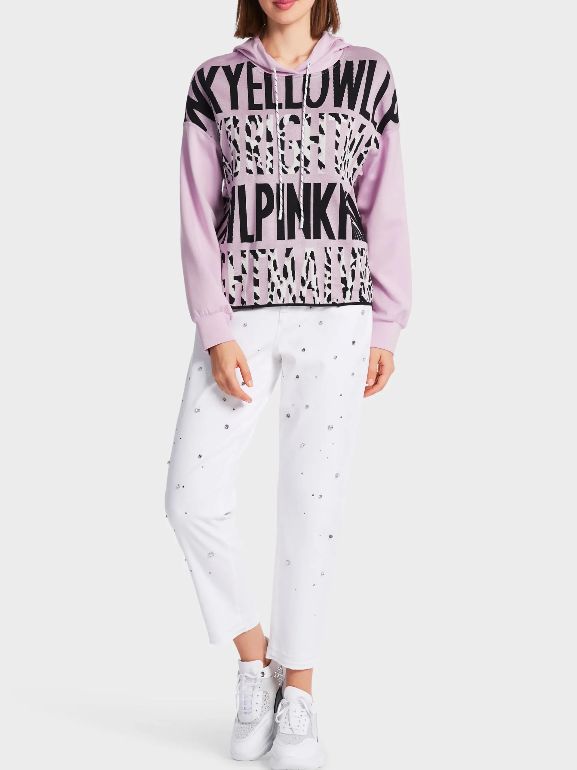 Marc Cain Pullover & Sweatshirts|Strick-KAPUZEN-SWEATER KNITTED IN GERMANY bright pink lavender