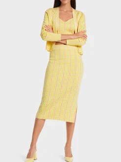 Marc Cain Jacken|Strick-KARIERTER CARDIGAN KNITTED IN GERMANY pale lemon