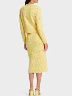 Marc Cain Jacken|Strick-KARIERTER CARDIGAN KNITTED IN GERMANY pale lemon