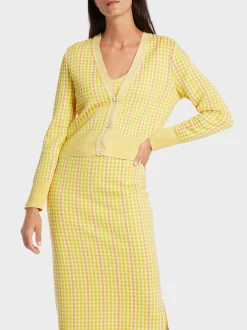 Marc Cain Jacken|Strick-KARIERTER CARDIGAN KNITTED IN GERMANY pale lemon