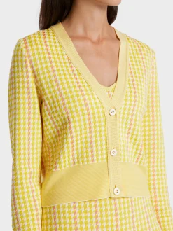 Marc Cain Jacken|Strick-KARIERTER CARDIGAN KNITTED IN GERMANY pale lemon