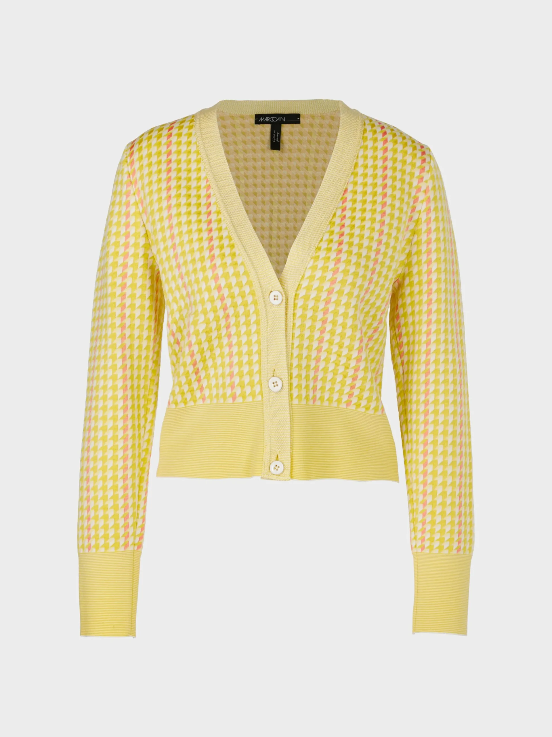 Marc Cain Jacken|Strick-KARIERTER CARDIGAN KNITTED IN GERMANY pale lemon