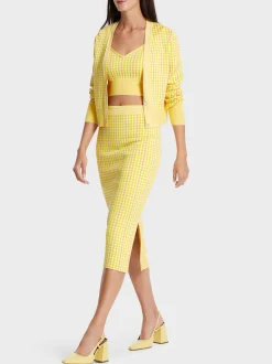 Marc Cain Röcke|Strick-KARIERTER ROCK KNITTED IN GERMANY pale lemon