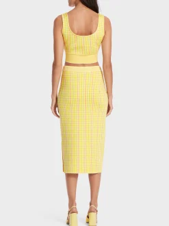 Marc Cain Röcke|Strick-KARIERTER ROCK KNITTED IN GERMANY pale lemon