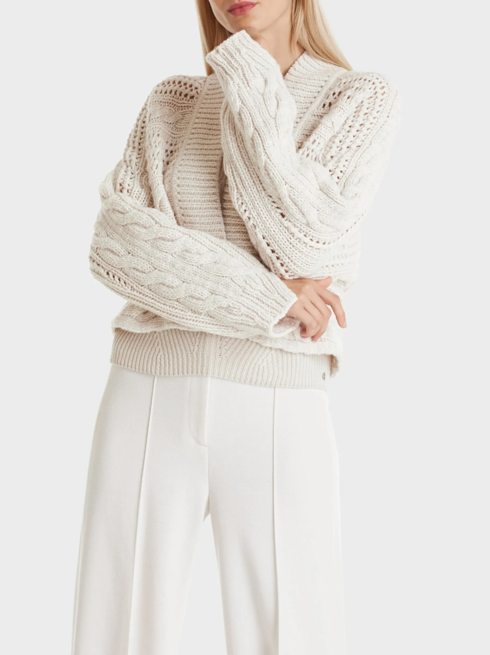 Marc Cain Jacken|Strick-KIMONOJACKE KNITTED IN GERMANY smoke