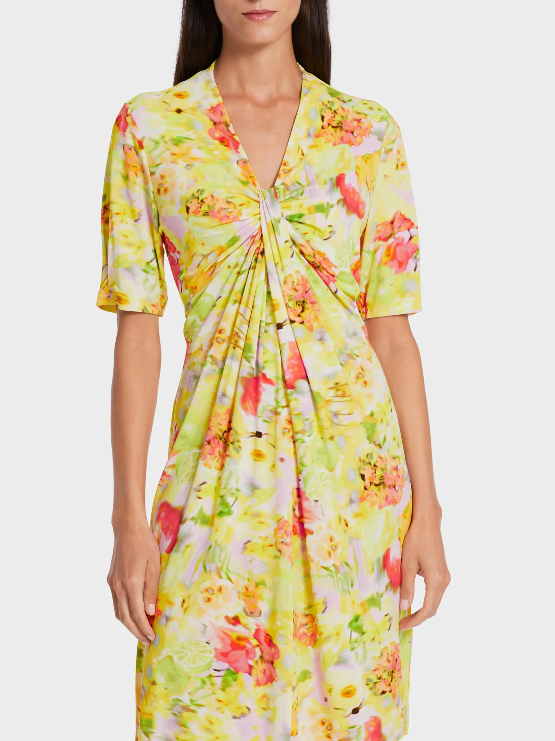 Marc Cain Kleider-KLEID IM BLURRY BLUMEN-DESSIN pale lemon