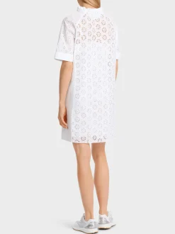 Marc Cain Kleider-KLEID MIT LOCHSTICKEREI white