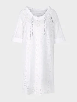 Marc Cain Kleider-KLEID MIT LOCHSTICKEREI white