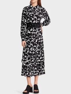 Marc Cain Kleider-KLEID MIT SEIDE black and white