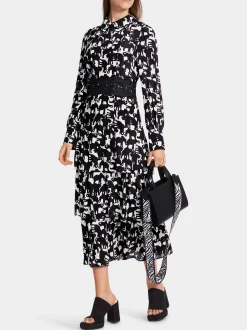 Marc Cain Kleider-KLEID MIT SEIDE black and white