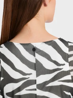 Marc Cain Kleider-KLEID MIT SMOK-DETAILS white and black