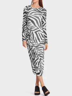 Marc Cain Kleider-KLEID MIT SMOK-DETAILS white and black