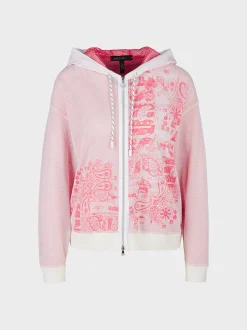 Marc Cain Jacken|Strick-KNITTED IN GERMANY CARDIGAN MIT KAPUZE light neon red