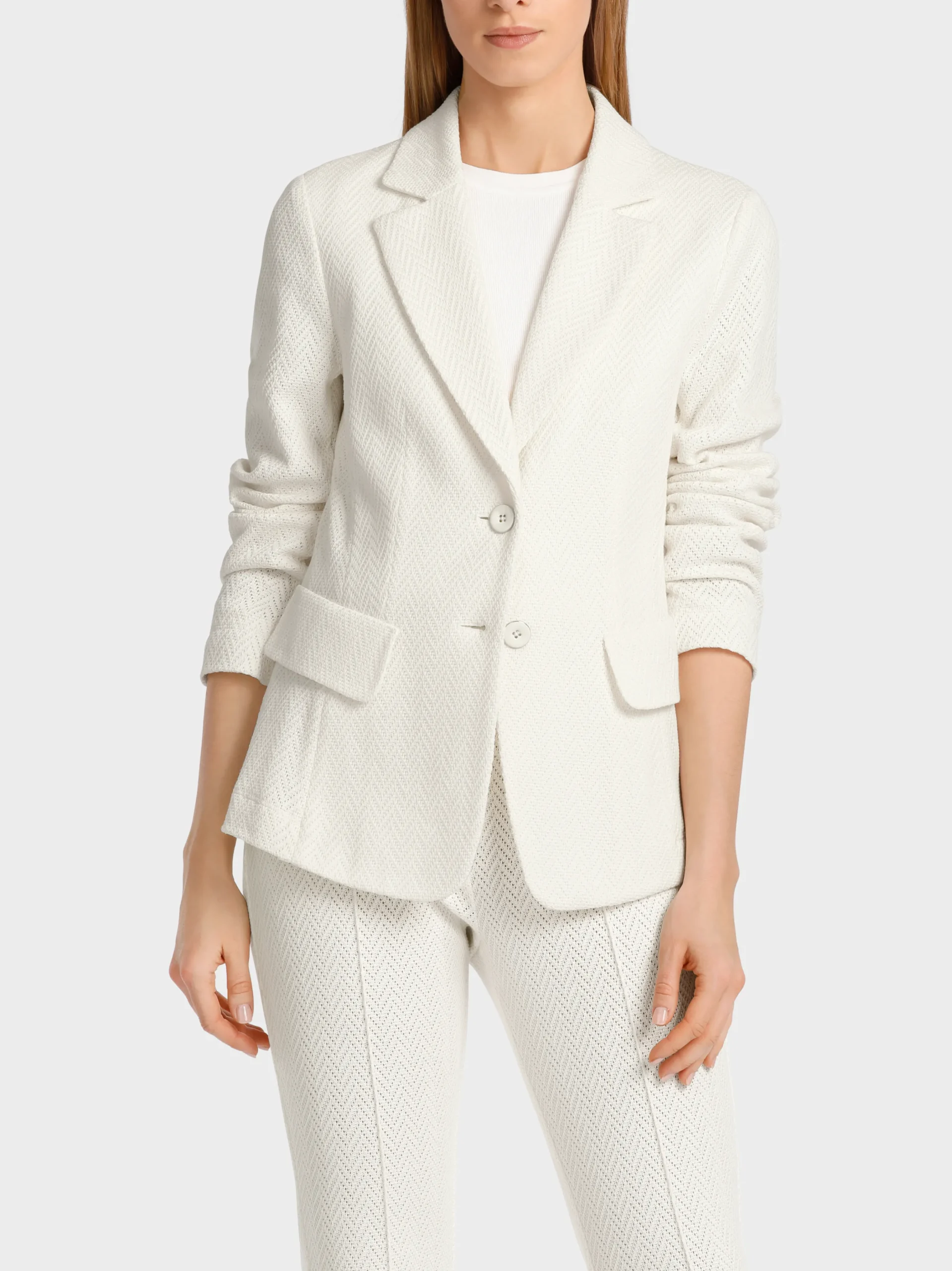 Marc Cain Blazer|Hosenanzüge-KÖRPERNAHER BLAZER AUS STRICK off-white