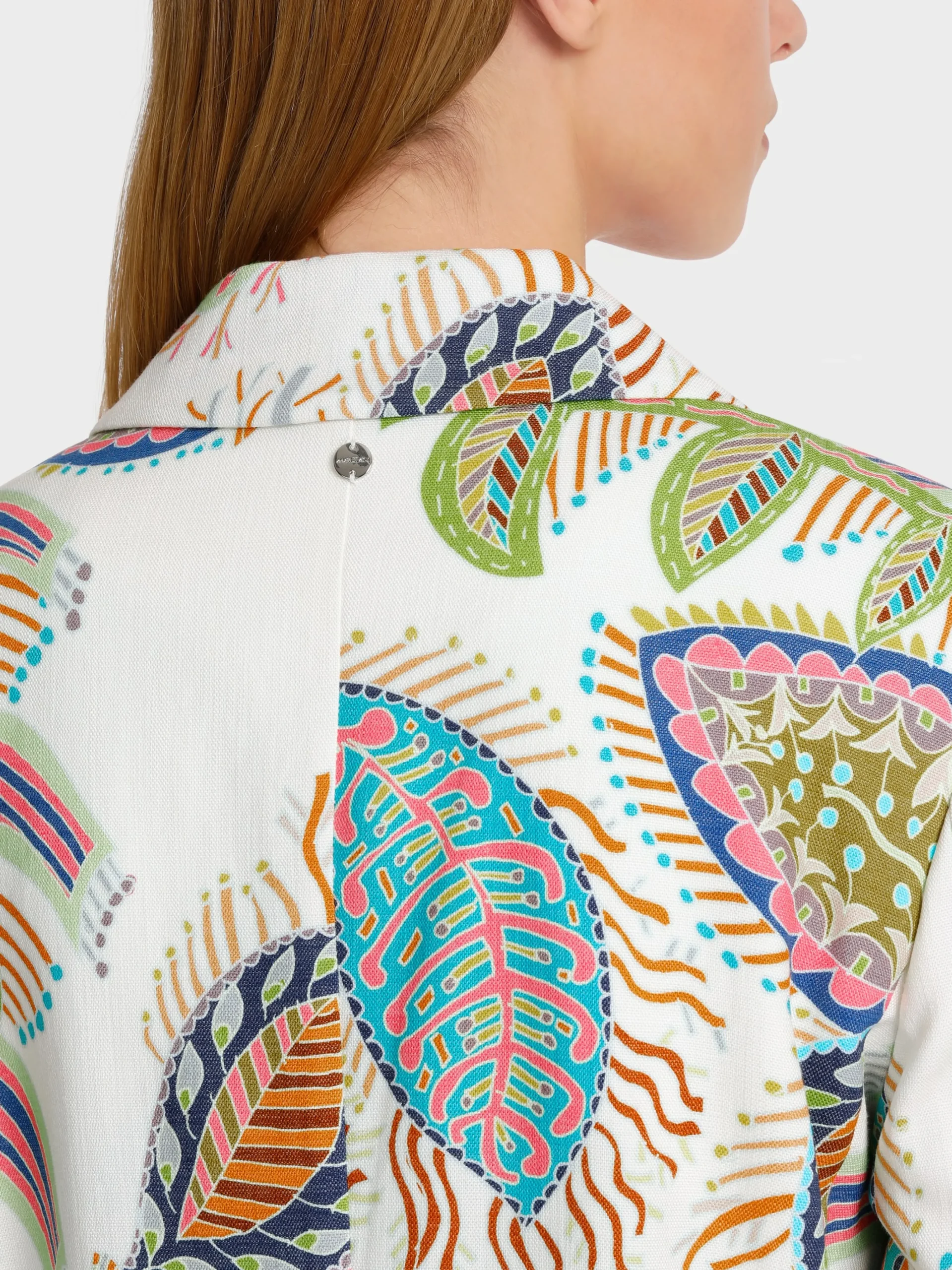 Marc Cain Blazer|Hosenanzüge-KÖRPERNAHER BLAZER MIT FANCY BLATTMOTIV white