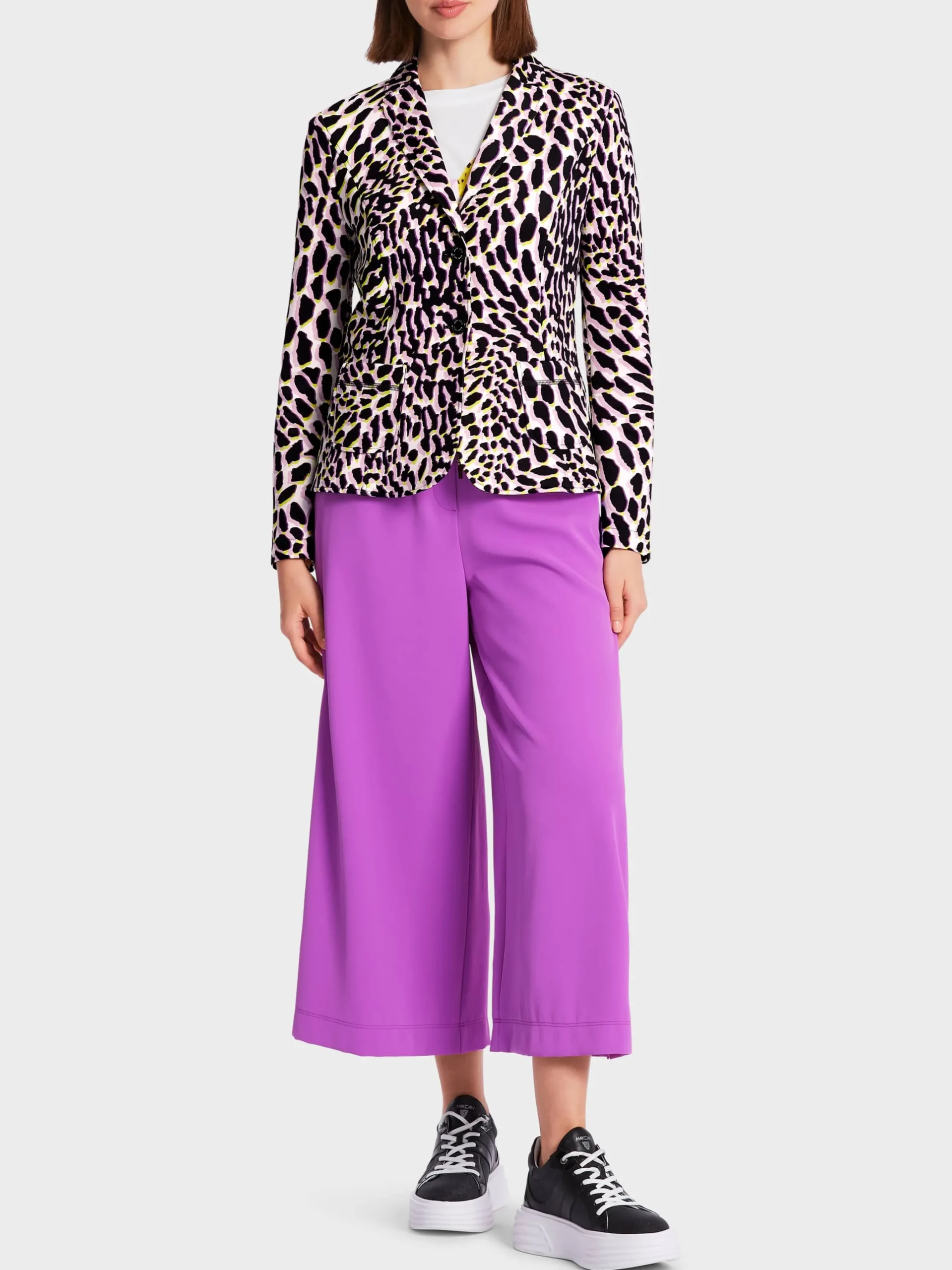 Marc Cain Blazer|Hosenanzüge-KÖRPERNAHER BLAZER MIT LEO-PRINT bright pink lavender