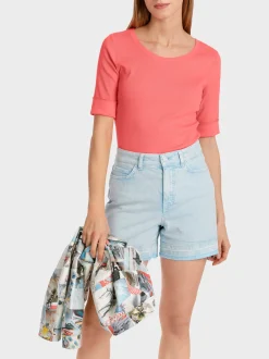 Marc Cain Shirts & Tops-KÖRPERNAHES T-SHIRT MIT ¾-ÄRMEL light neon red