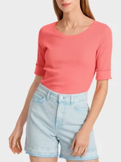 Marc Cain Shirts & Tops-KÖRPERNAHES T-SHIRT MIT ¾-ÄRMEL light neon red