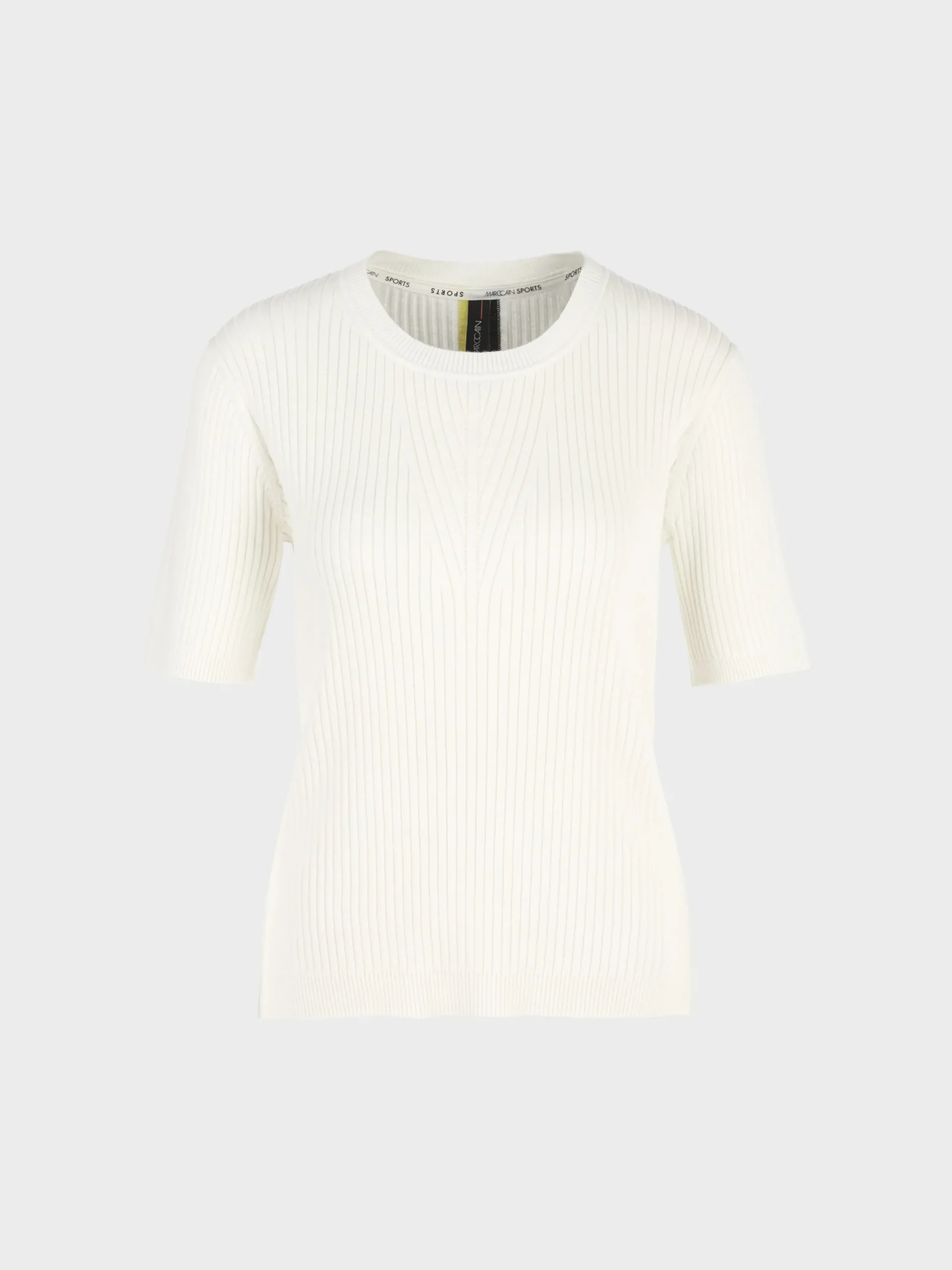 Marc Cain Pullover & Sweatshirts|Strick-KURZARM-SWEATER AUS FEINEM RIPPSTRICK off-white