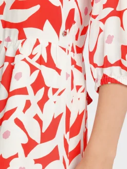 Marc Cain Kleider-KURZES STUFENKLEID AUS VISKOSE bright tomato