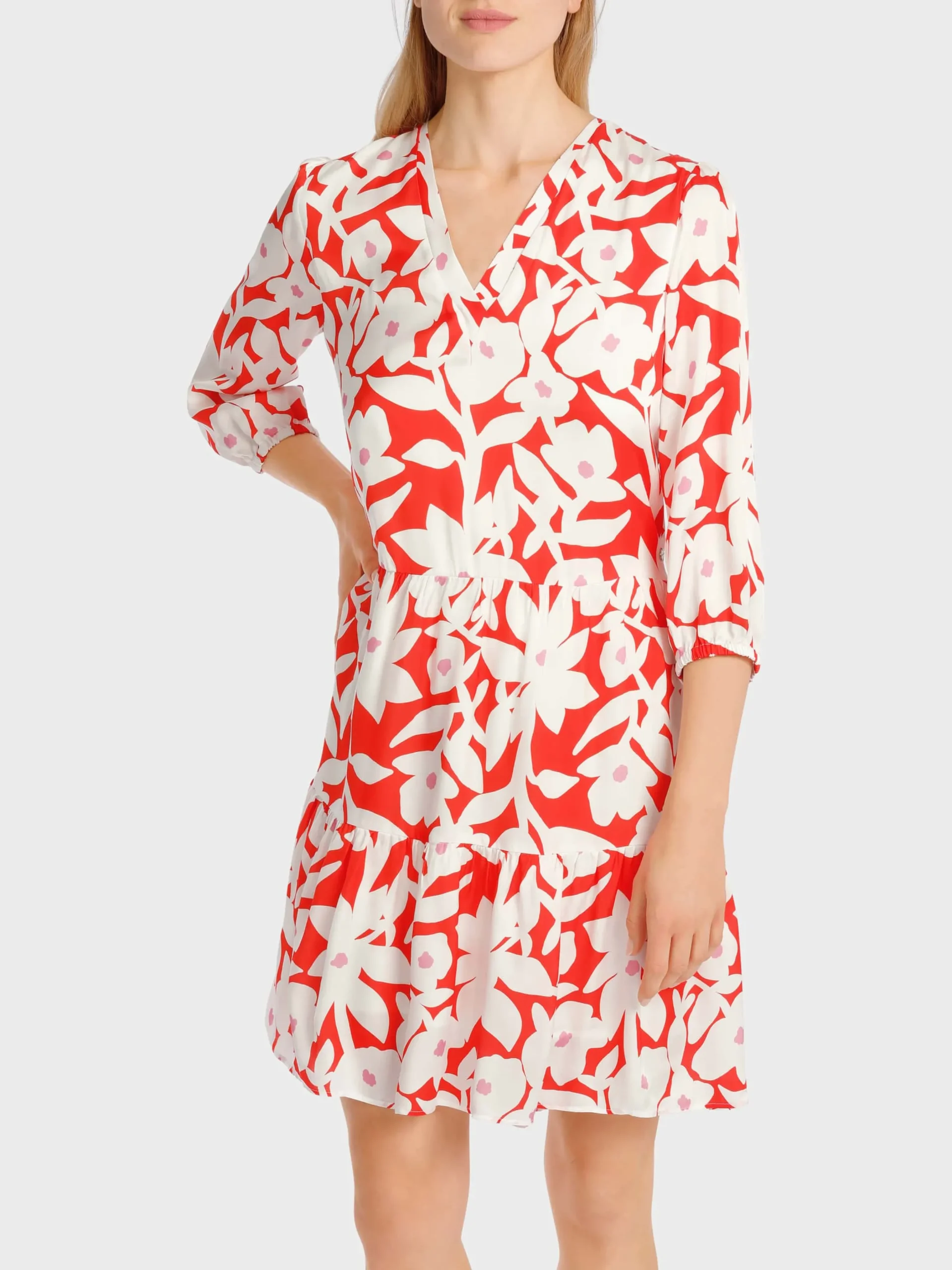 Marc Cain Kleider-KURZES STUFENKLEID AUS VISKOSE bright tomato