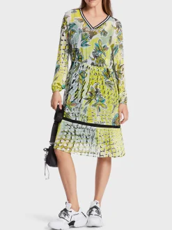 Marc Cain Kleider-KURZES VISKOSEKLEID MIT STUFE soft sage