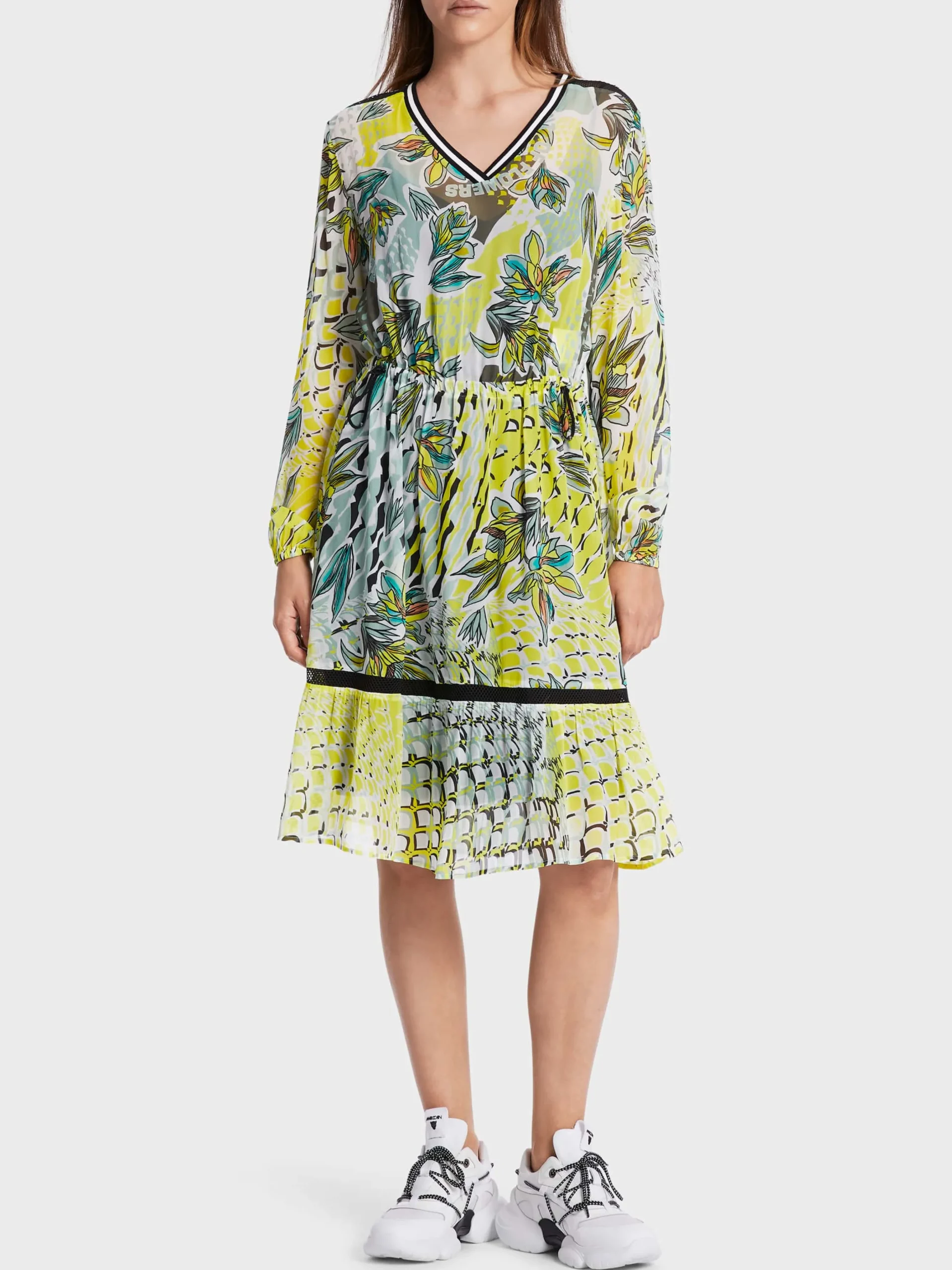 Marc Cain Kleider-KURZES VISKOSEKLEID MIT STUFE soft sage