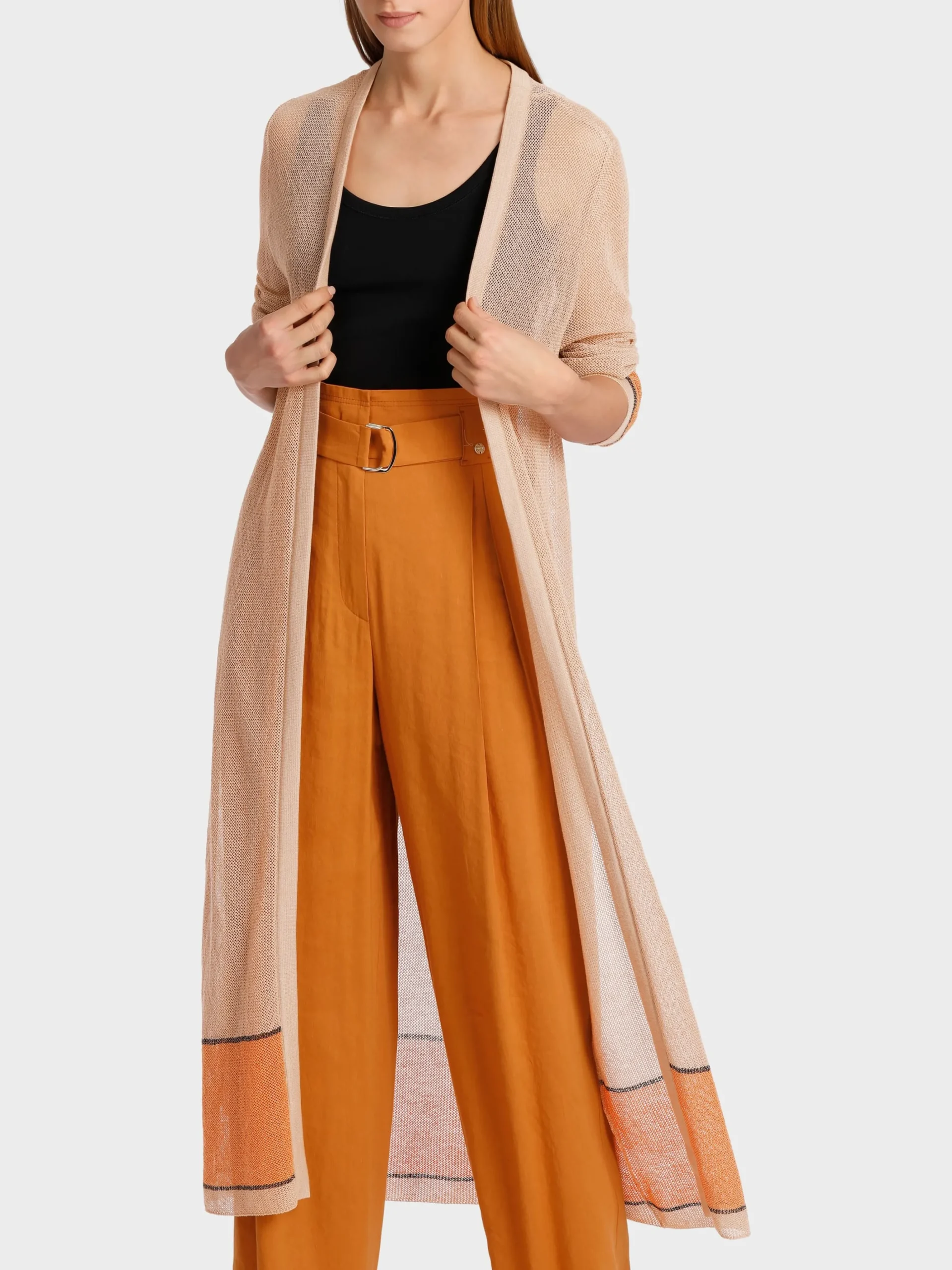 Marc Cain Jacken|Strick-LANGER CARDIGAN, KNITTED IN GERMANY deep sand