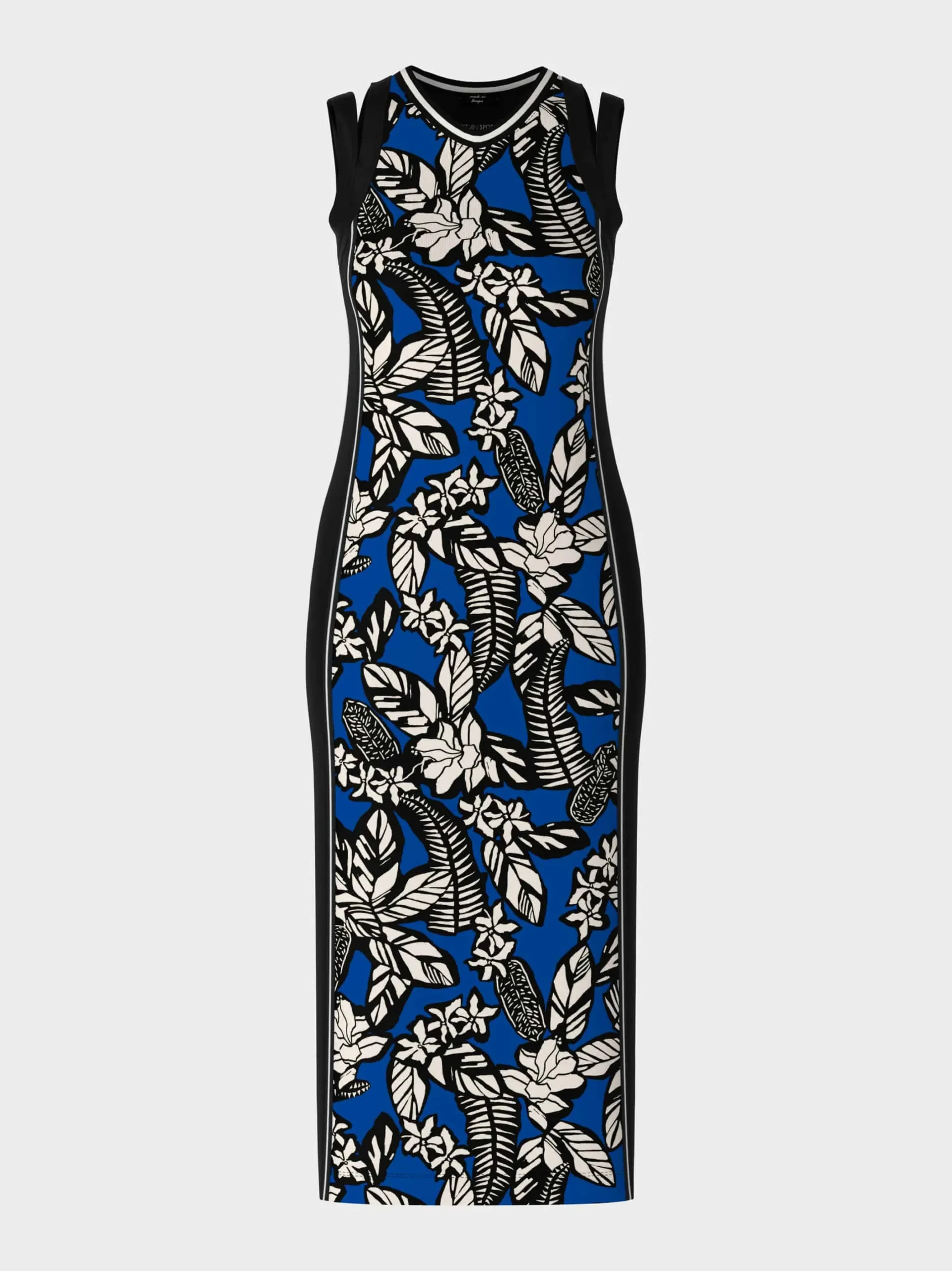 Marc Cain Kleider-LANGES KLEID AUS BAUMWOLLRIPP bright royal blue