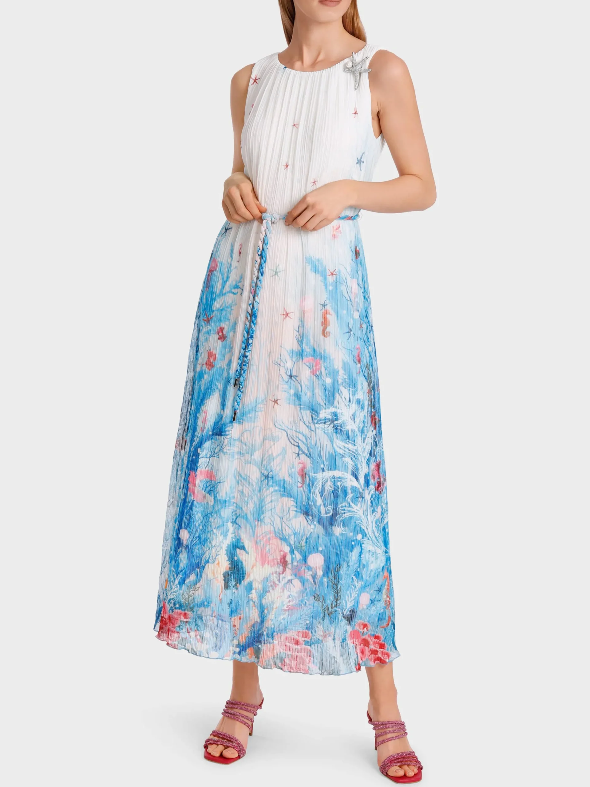 Marc Cain Kleider-LANGES KLEID IM UNTERWASSERDESSIN light azure