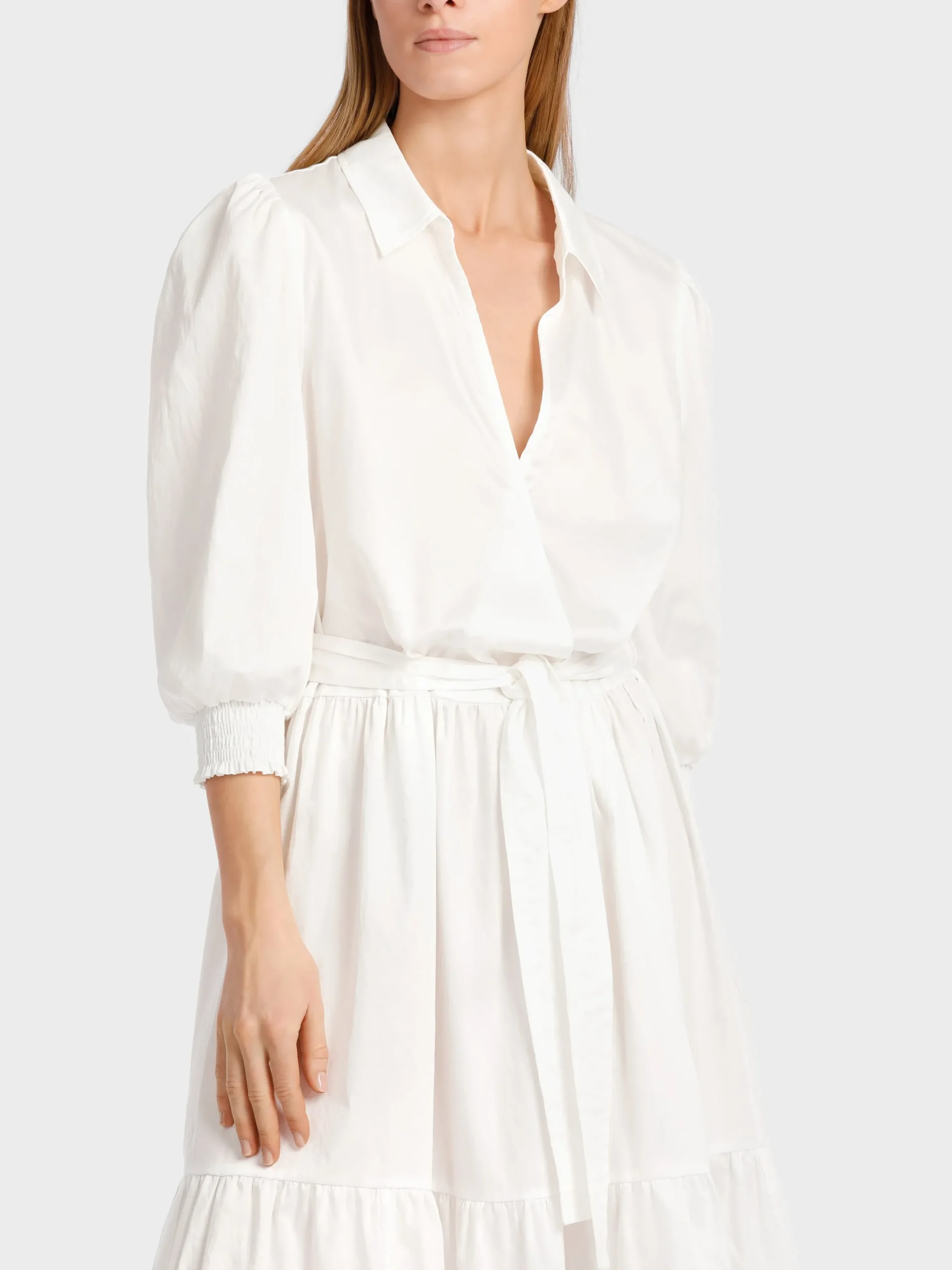 Marc Cain Kleider-LANGES TAILLIERTES STUFENKLEID off-white