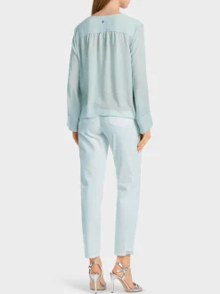 Marc Cain Blusen & Tuniken-LANGÄRMELIGE BLUSE AUS RECYCELTER FASER smoky ice new