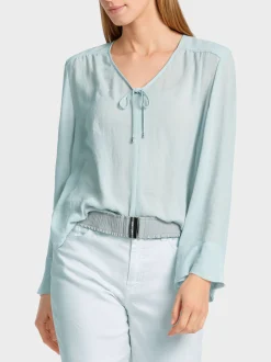 Marc Cain Blusen & Tuniken-LANGÄRMELIGE BLUSE AUS RECYCELTER FASER smoky ice new