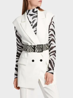 Marc Cain Accessoires-LEDERGÜRTEL MIT FUN-FUR white and black